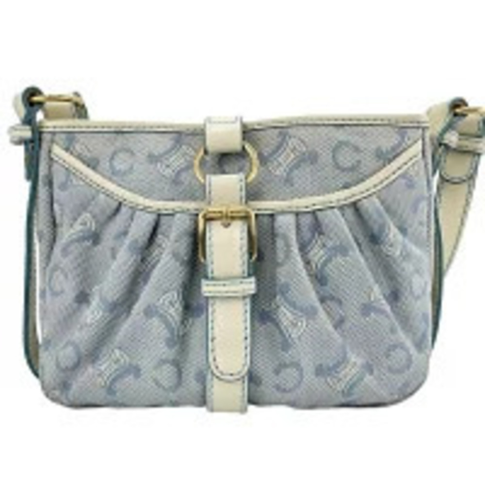 Celine Canvas Paris Macadam Shoulder Bag Blue